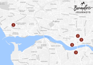 Map of points of interest in Porto