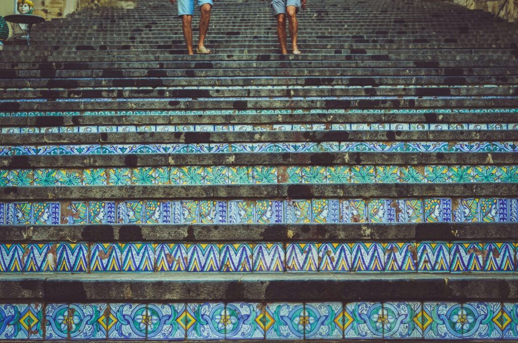 Colorful tiles on staircase of Santa Maria del Monte in Caltagirone, Sicily