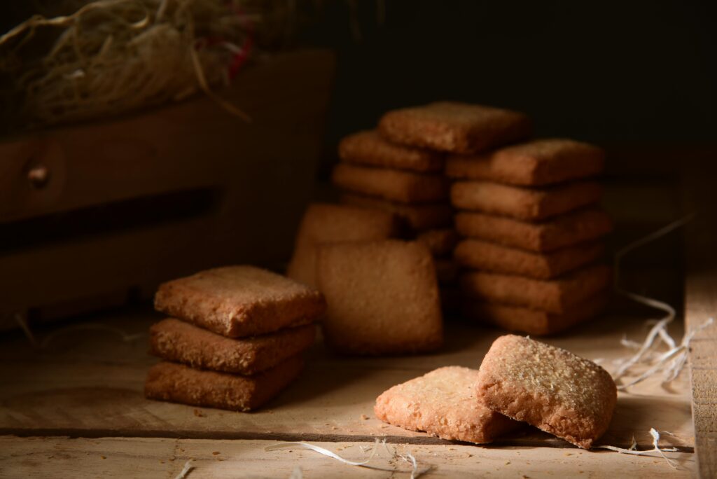 A stack of shortbread biscuits