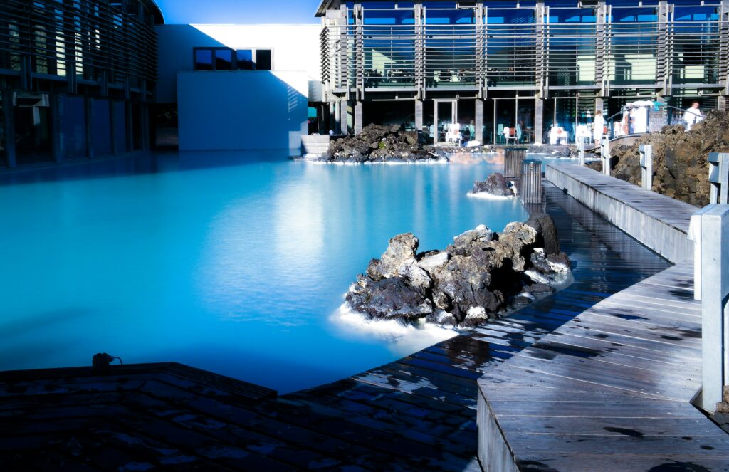 Rich blue water at the Blue Lagoon spa