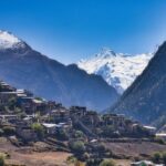 A Nepalese village on the slope of a mountain